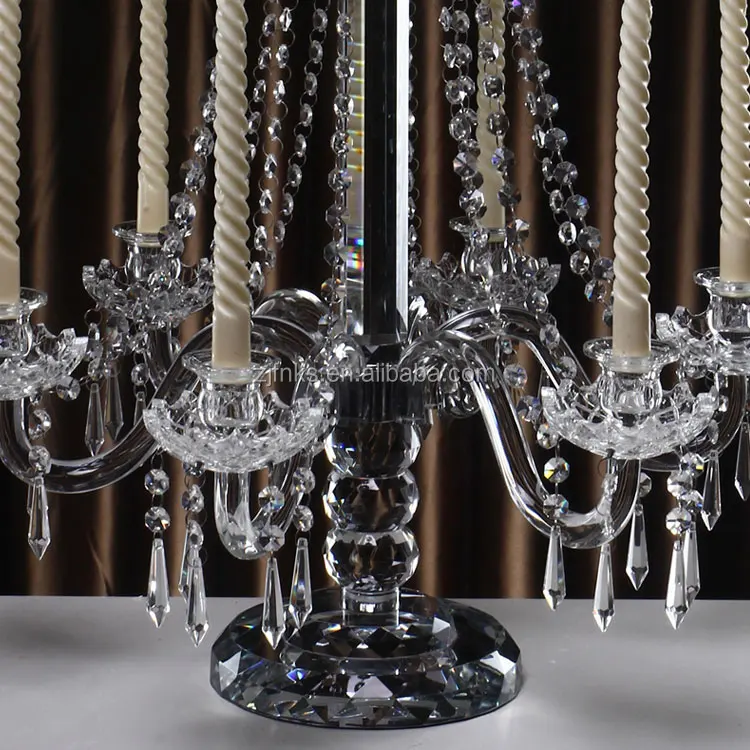 Pujiang Wholesale Hanging Crystals Crystal 6 Arms Candle Holder Flower