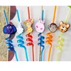 4PCS/SET Cartoon Monkey cat elephant Reusable Straw High Quality Smoothie Drinking Straws for Milkshakes Ice Drinks Kids