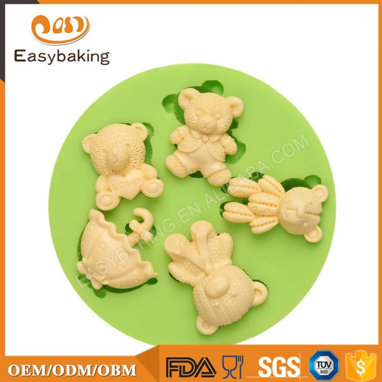 ES-0013 3D lovely little bear shape silicone fondant cake decoration mold