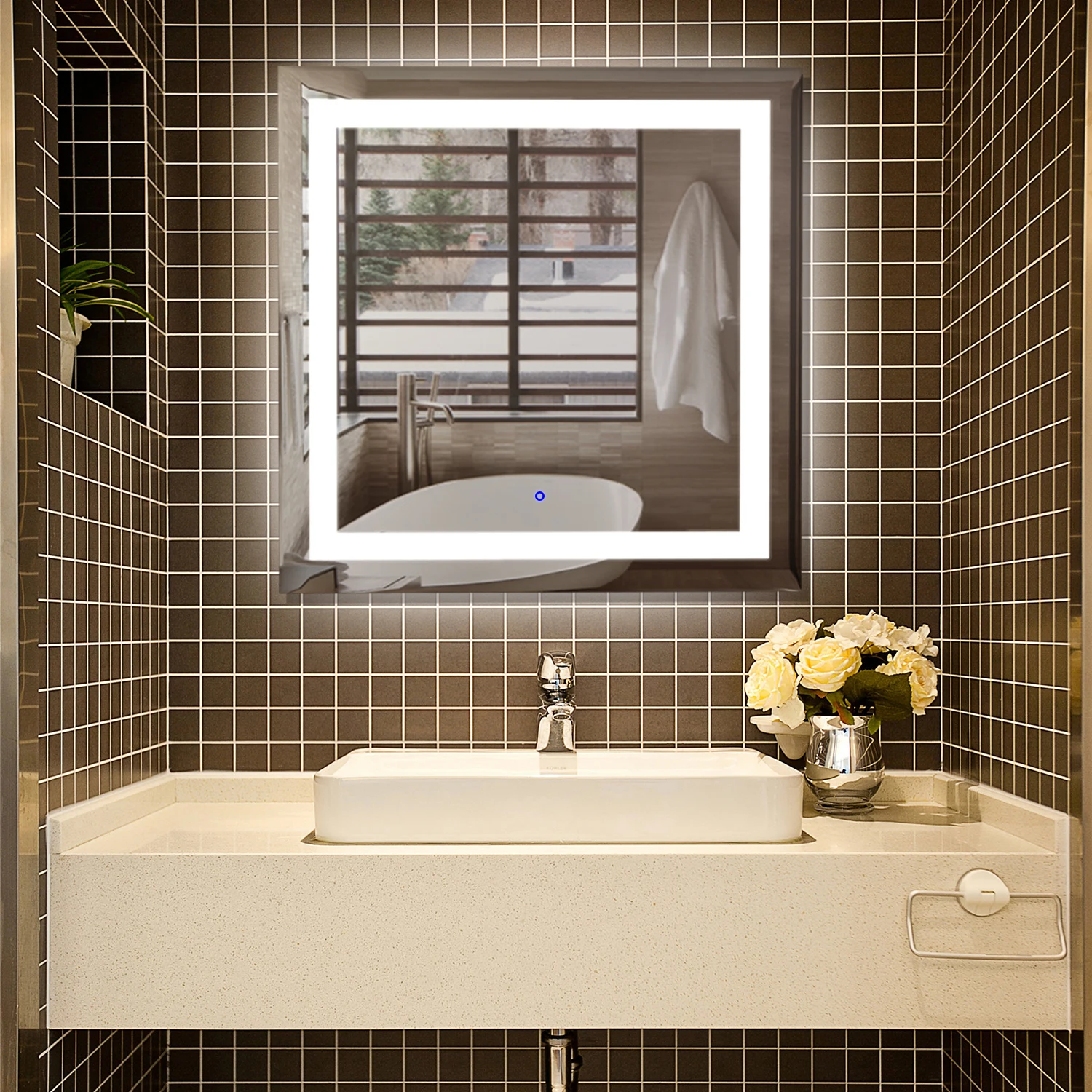 Wall Mounted Led Backlit Bathroom Lighted Vanity Wall Mirror With Lights Behind Buy Backlit Led Mirror Led Vanity Wall Mirrors Backlit Vanity Mirror Product On Alibaba Com