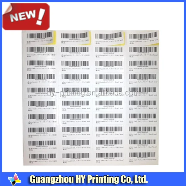 Printed Random A4 Paper Barcode Labels Serialize Stickers Buy A4 Paper Barcode Stickers,Random
