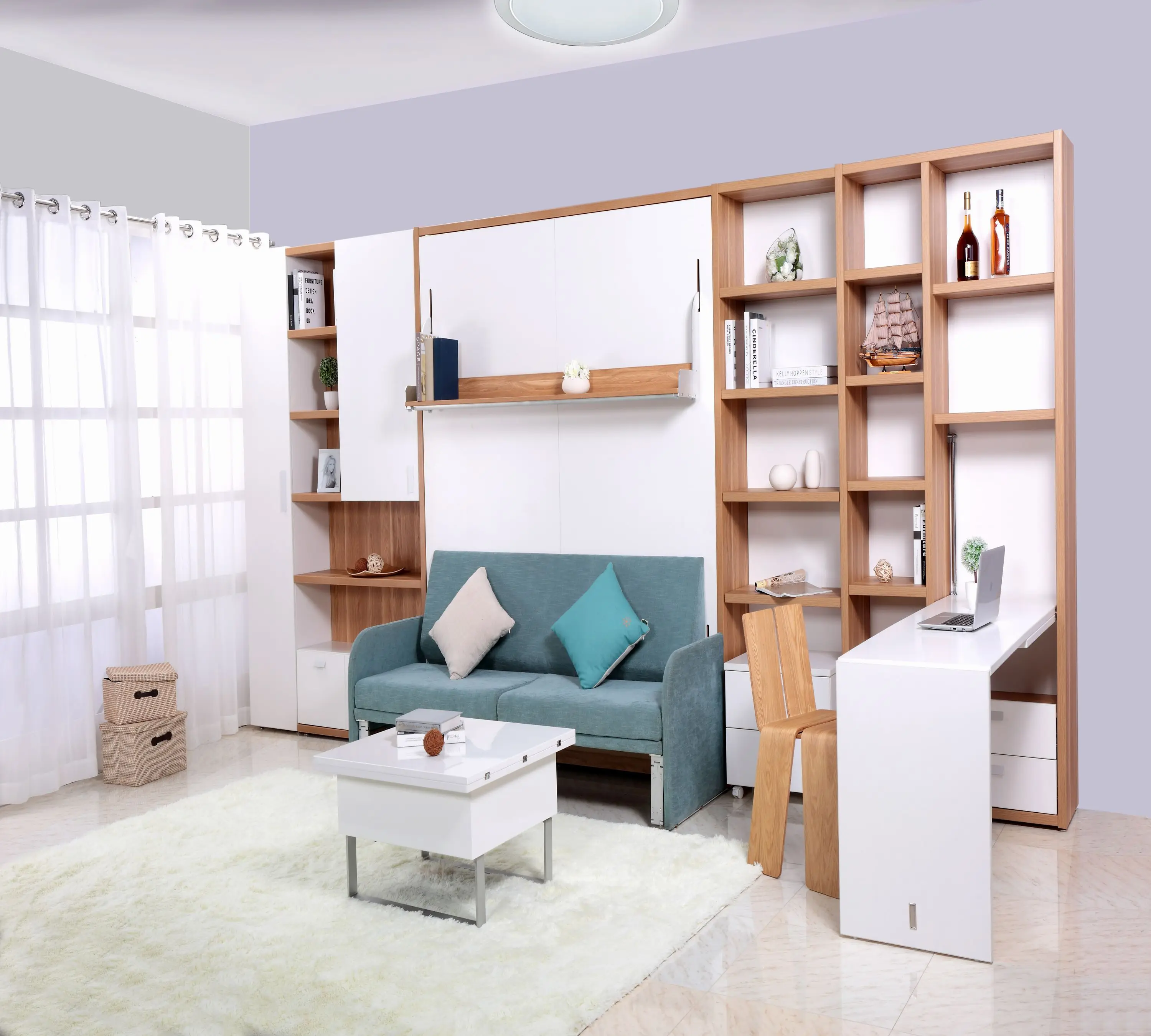 E Saving Folding Bed With Storage Cabinet Multifunctional Innovative Designer Furniture Wall