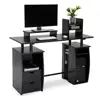 Computer Desk Office Study Desk Computer PC Laptop Table Workstation Dining Gaming Table with CPU Cupboard and 2 Drawers