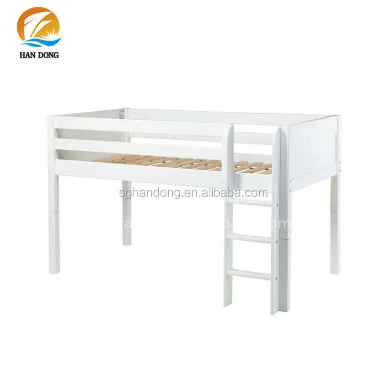 White Low Kids Twin Bunk Beds Top Bunk Only With Built In Ladder Buy