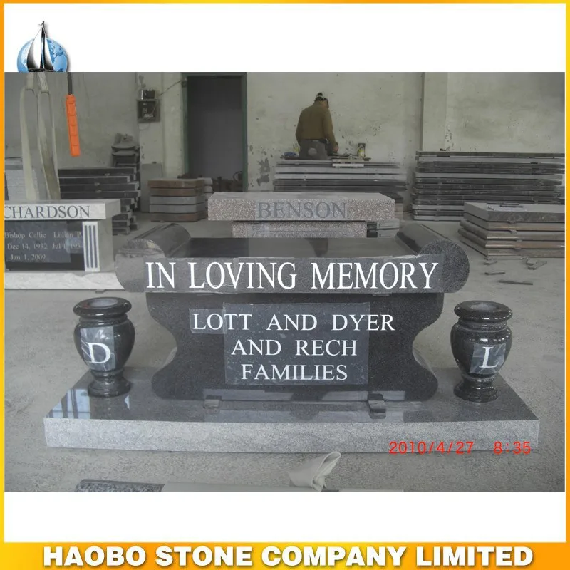 Granite Stone Memorial Cemetery Bench With Vase Buy Granite Benches