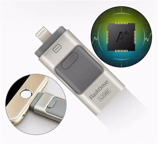 3 In 1 Metal Otg Usb Flash Drive Memory Stick For Android And Ios Phone
