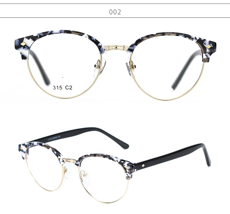 Italy Design Ce High End Acetate Metal Retro Round Optical Glasses