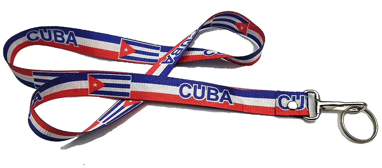 Cuba Cuban flag Neck Strap Keychain Lanyard Badge ID Card Holder Necklace Key Chain