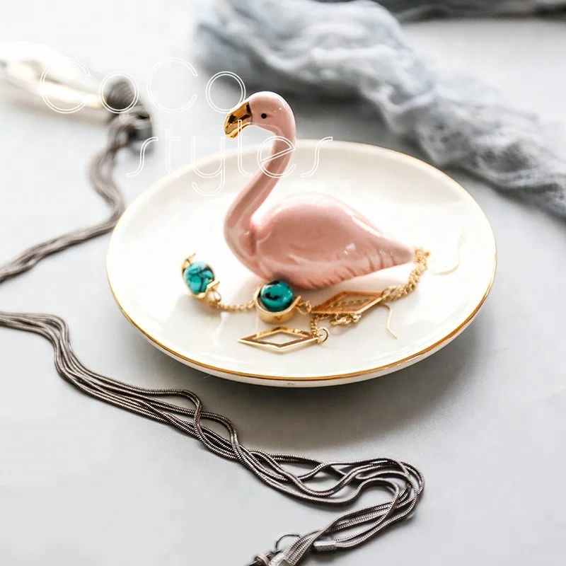 Cocostyles customized ins nordic style pink swan ceramic tray for home decoration