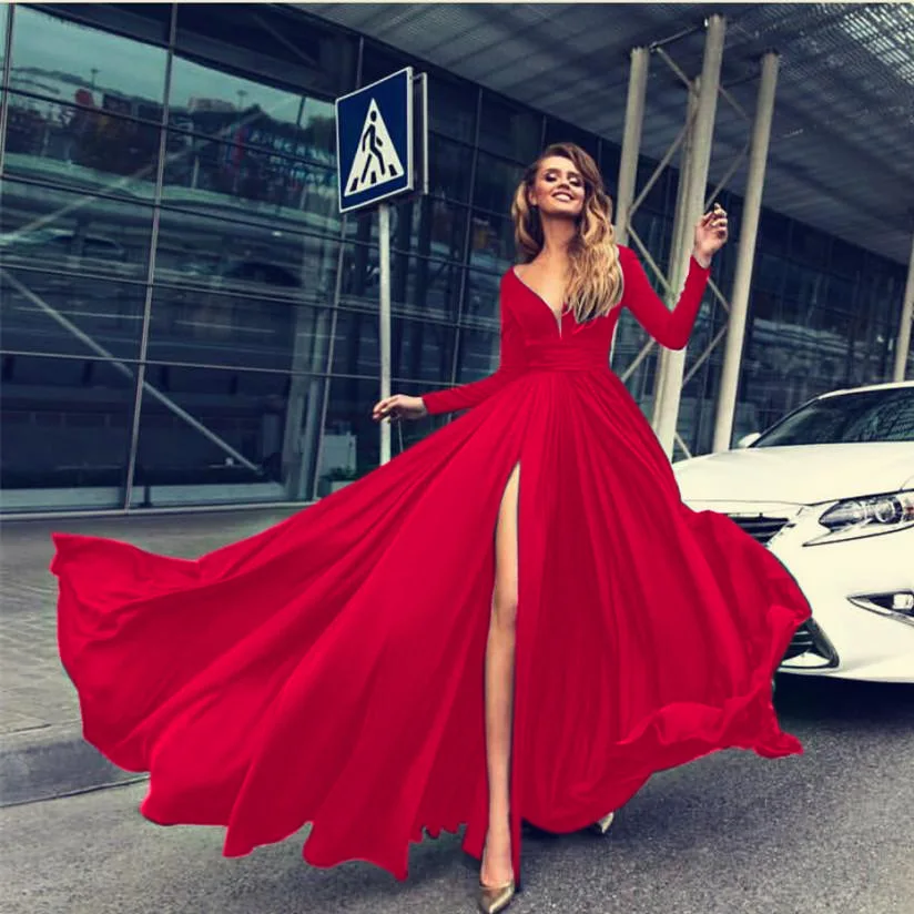 red maxi ball dress