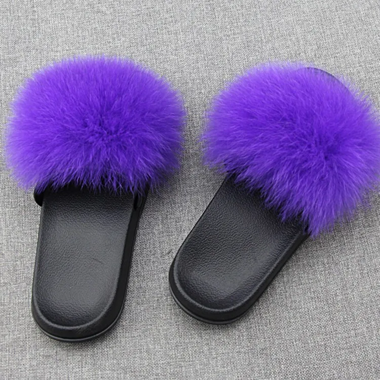 Wholesale Ladies Slide Sandals Soft Fox Fur Slippers For Women - Buy ...