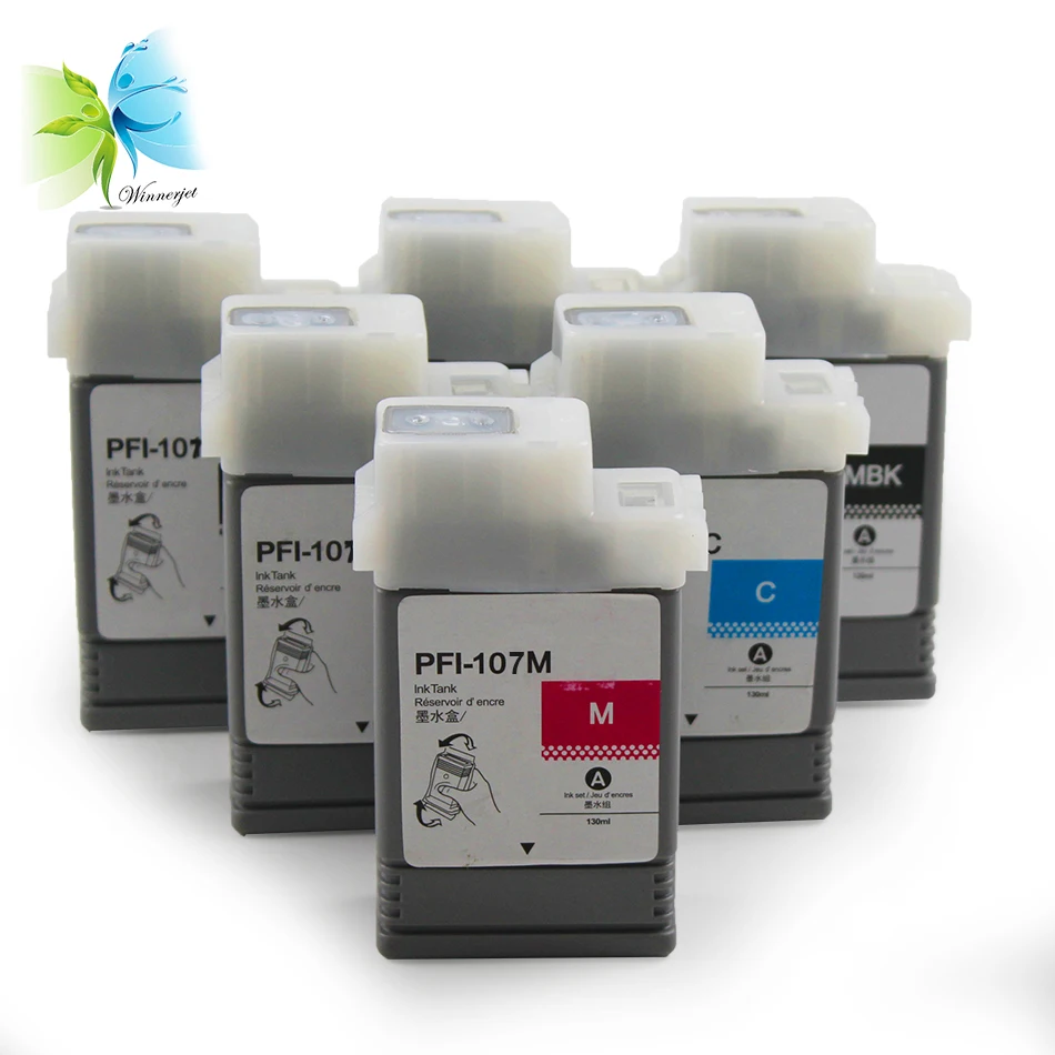 LCL Cartucho De Tinta Compatible PFI107 PFI-107 PFI107BK PFI-107BK 6704B001 130ML 2Negro Reemplazo Para Canon ImagePrograf IPF 670 IPF 670 MFP L 24, 670 Series IPF 680 IPF 680 Series IPF 685