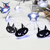 2019 New Halloween Party Decoration Battery operated Silver Copper Wire Black Cat Shaped LED Fairy Light
