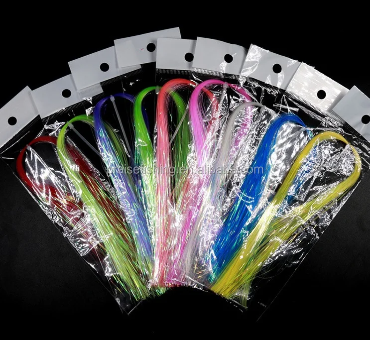Wholesale Uv Pearl Flashabou Tinsel Fly Tying String Jig Hook,Lure