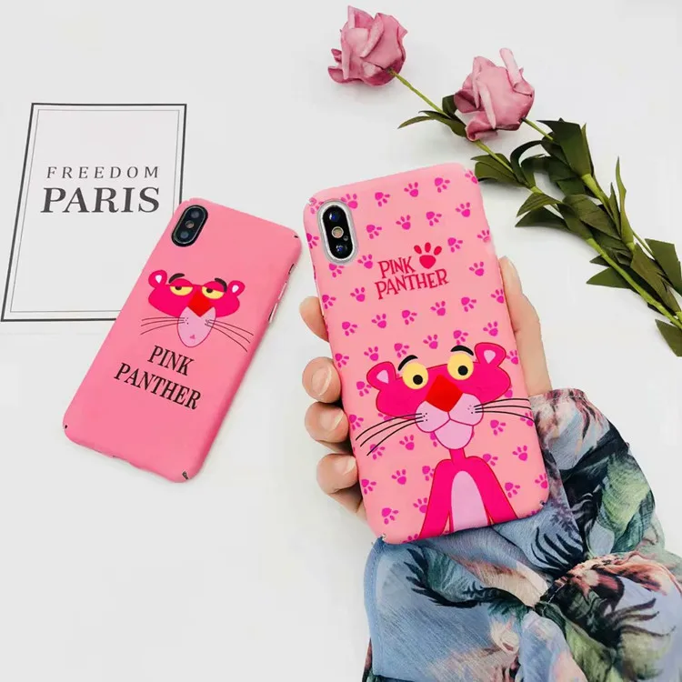 Custom Water Transfer Print Phone Case for iPhone X , For iPhone 8 Hard Case Pink Panther