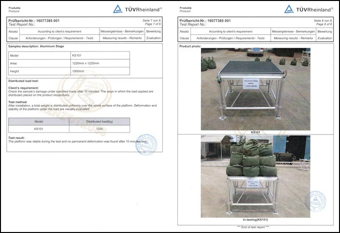 Aluminum dance stage deck platforms adjustable