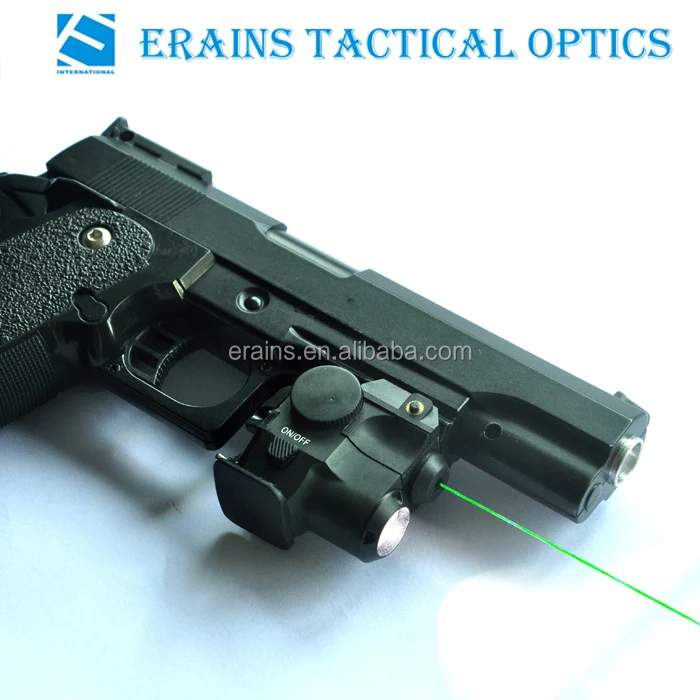 ES-LS-2HY01G tactical led flashlight with green laser sight mounted on pistol.jpg