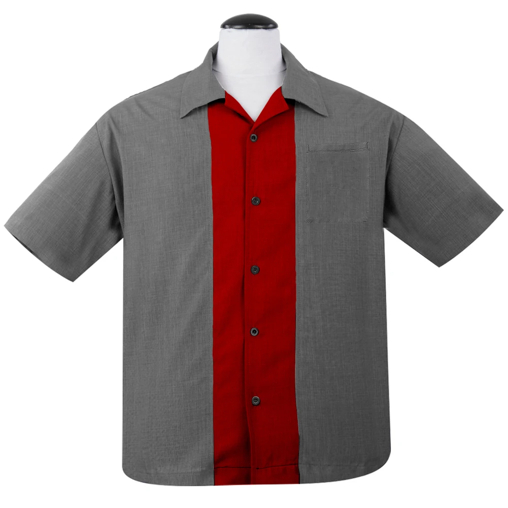 Dovford Bowling Shirts for Mens Retro 50s Rockability Cuban Style Shirts  Casual Short Sleeve Button Down Regular Fit Tops