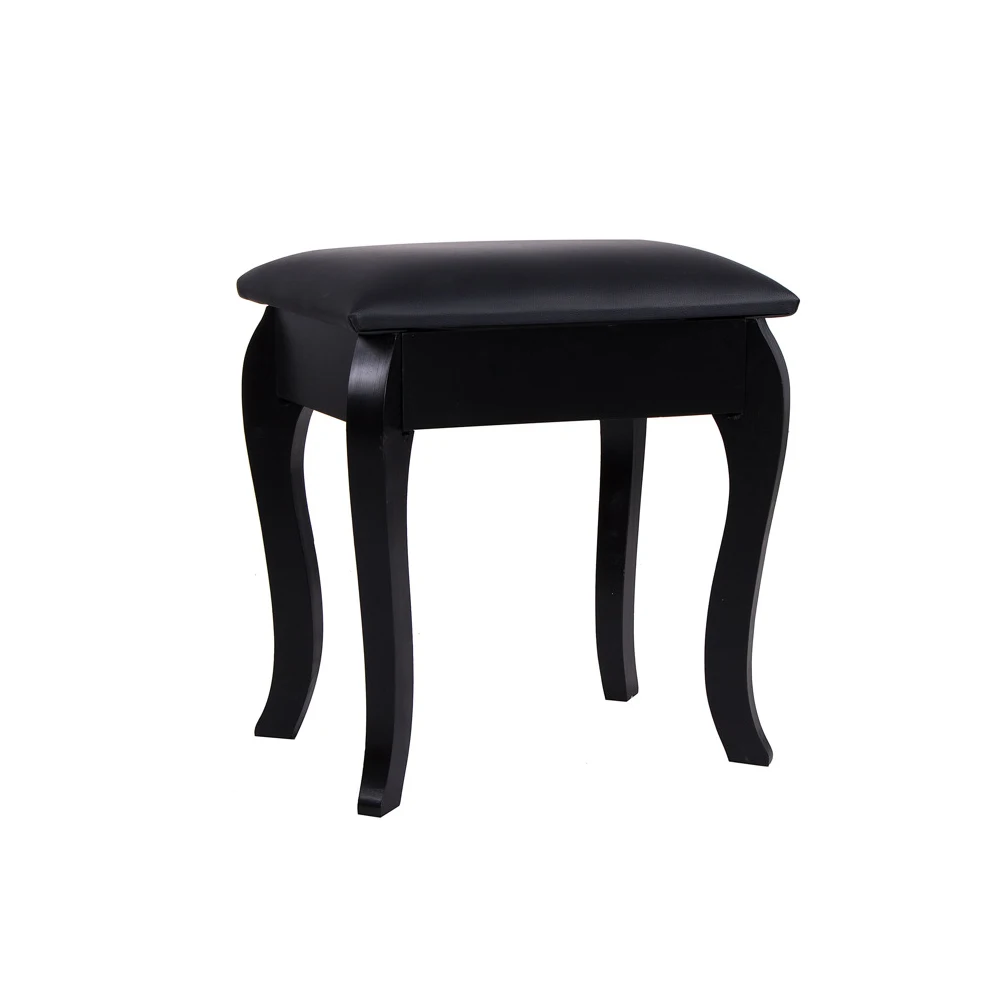 New Beautiful Black Mirrored Dressing Table Stool Seat Bench Bedroom