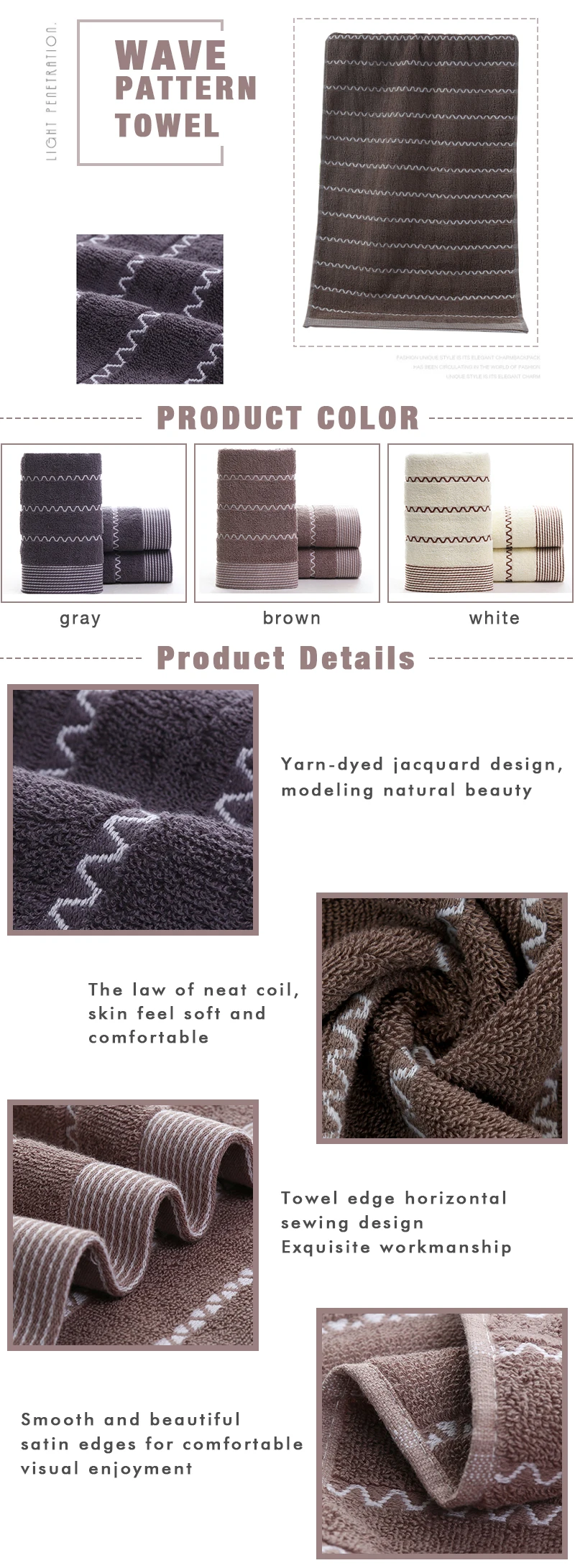 Wholesale Jacquard Embroidery Pattern Home Cotton Face towel