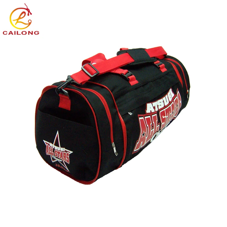 Durable large capacity black two side pocket gym duffle bag