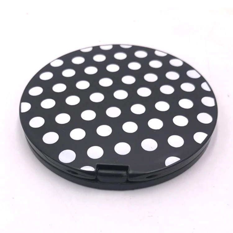 Foldable Plastic Black Round Makeup Mini Cosmetic Custom Compact Pocket Mirror
