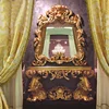 Luxury Baroco style marble top gold color wooden carving console table with mirror