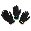Free Shipping 12 Pairs Black Nylon PU Safety Work Gloves Builders Grip For Palm Coating Gloves