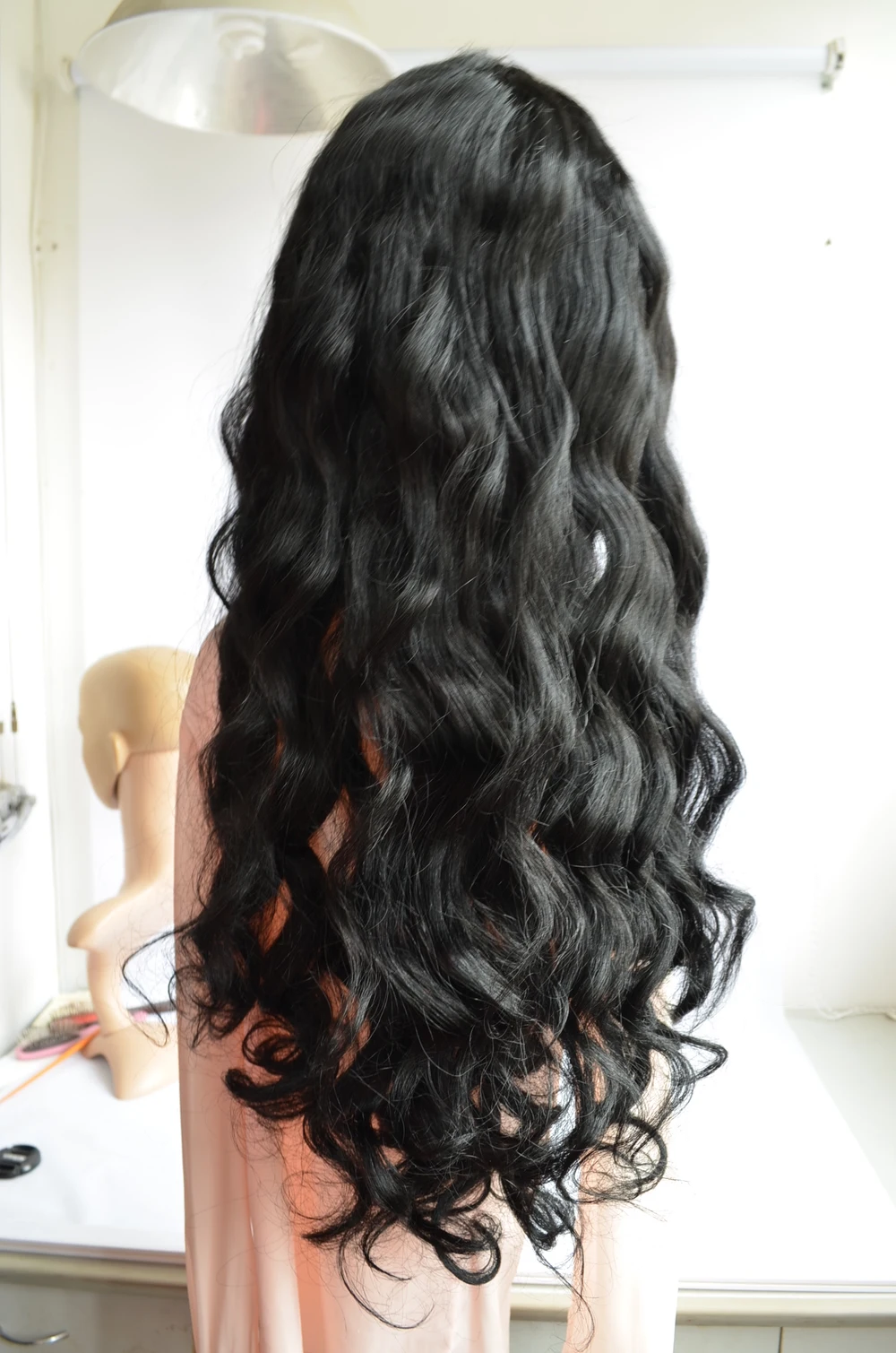 销售网站超长水波头发中间分开 30 英寸马来西亚全蕾丝假发