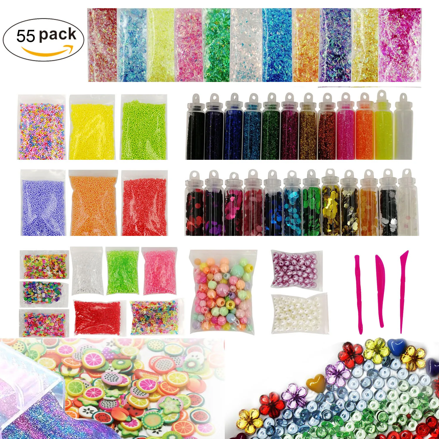 2019 Hot Selling Mixed Slime Kit Supplies Stuff Slime Supplies 55 Pack ...