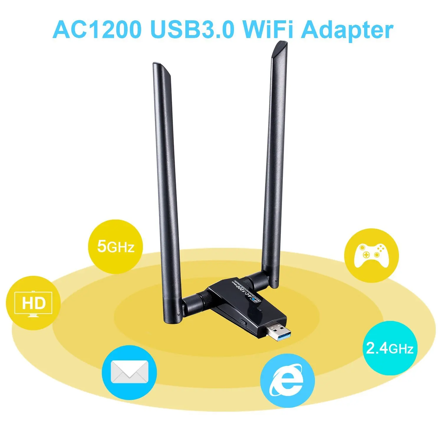 1200mbps Rtl8812au 802.11ac 2.4ghz&5ghz Dual Band Gigabit Wireless Usb ...