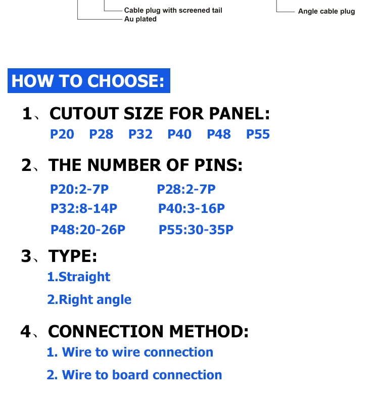 Round Electrical connections p type connector 