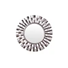 Modern Chrome Frame Decorative Round Blocks Accent Mirror great for bathrooms bedrooms and living room areas