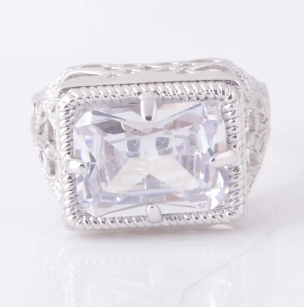 Vintage Estilo Art Deco Plata Y Perlas Moño Anillo