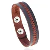 Fancy design press button clasp pu leather computer embroidery bangle