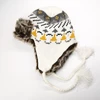New Design Winter Warm Jacquard Knitted Plush Fur Earflap Woolen Beanie Hat With Braid