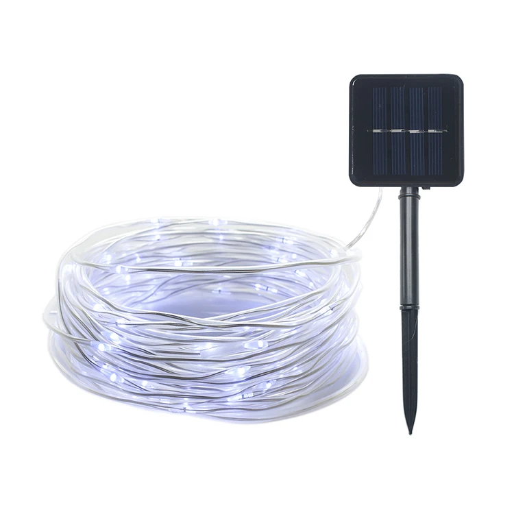 Christmas Silver Cord Wire String Dark Blue Led Christmas Light Decoration Solar