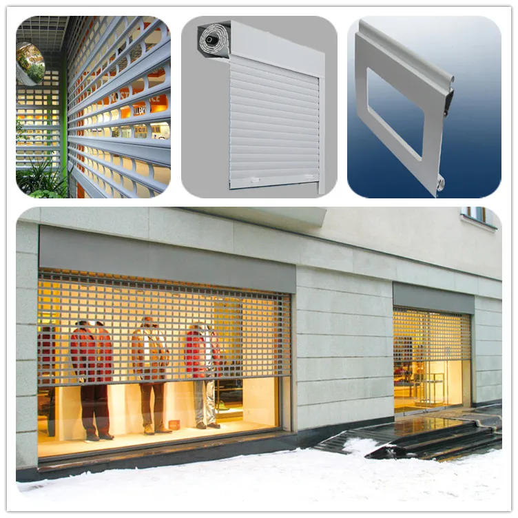 Aluminum grille roller shutter security shop door for commercial usage