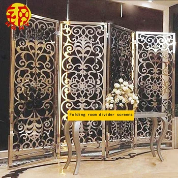 Stainless Steel Laser Cut Metal Folding Screen Parion 3 Stainless Steel Laser Cut Metal Folding Screen Parion 3 Panel Foldable Room Divider