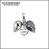 Original Thailand technique 925 authentic silver paved open heart charm with different sayings