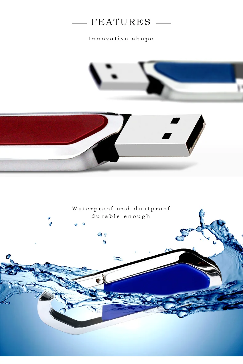 2020 Metal USB Flash Drive 2.0 4GB 8GB 16GB 32GB Hook USB Memory Stick Gift Pen Drive with Custom Logo - ANKUX.COM