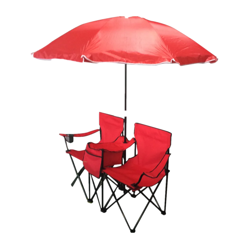 double chair with umbrella