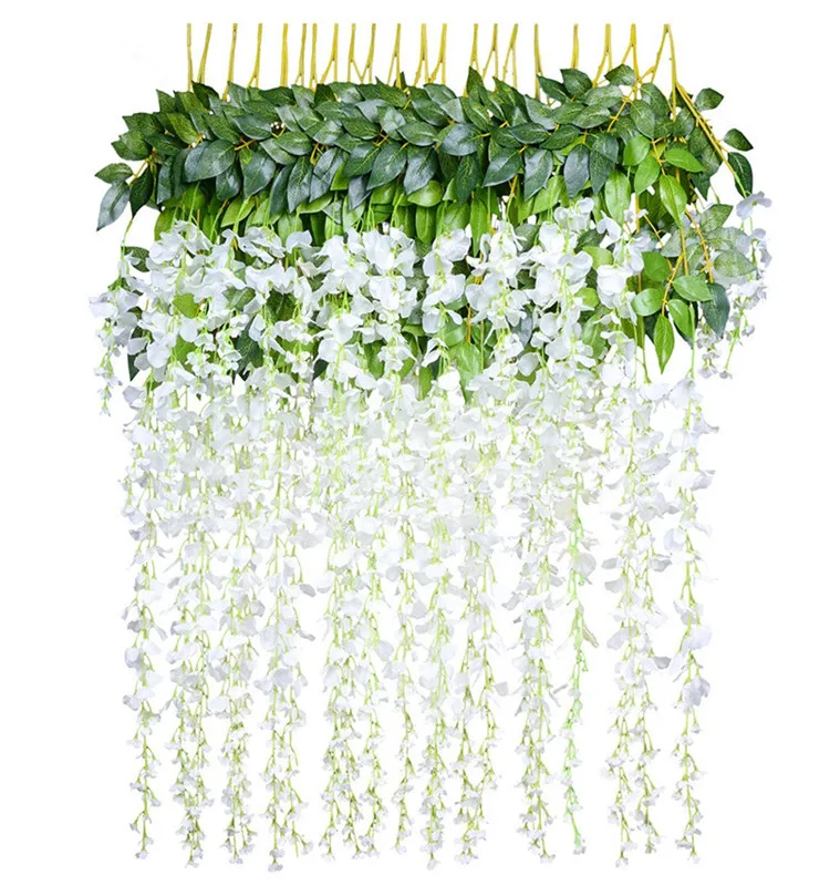 Details about   12/24X 3.6 Feet Artificial Fake Wisteria Vine Ratta Hanging Silk Flowers S2H 