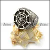 Vintage Jewelry Silver Engraved Steering Wheel Blacken Round Signet Ring