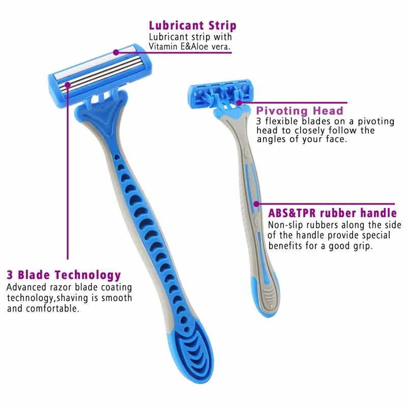 D316l Three Blade Disposable Razor Men's Shaving Razor With Stainless