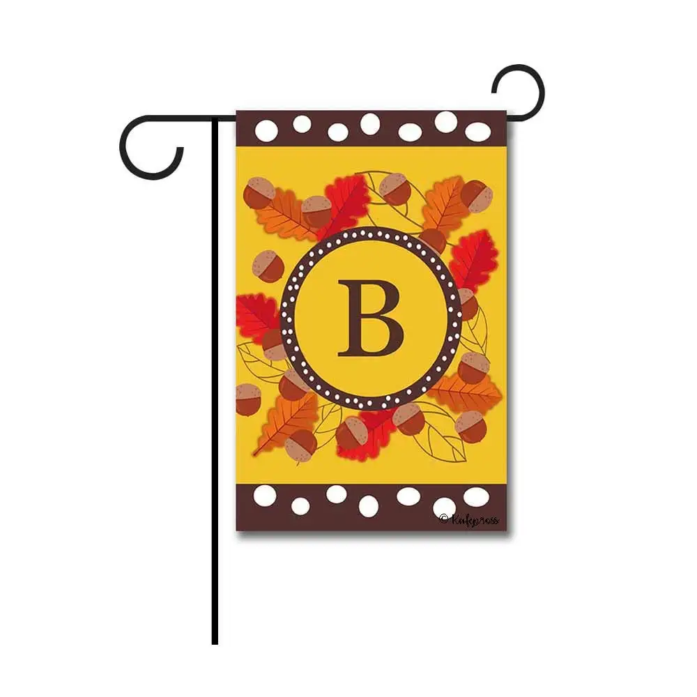 Kafepross Welcome Fall Tree Leaves Monogram B Garden Flag Letter Initial Autumn Leaf Decor Banenr for Outside 12.5"X18" Print Both Sides