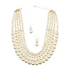 Online Wholesale Women Charm Layered Statement Stimulated Pearl Earrings Necklace Set