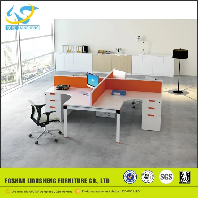 Hotsale Office Furniture Japanese Iron Computer Desk For 4 Person