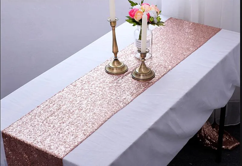 Wedding Rose Gold Royal Sequin Table Runner Party Home/outdoortable