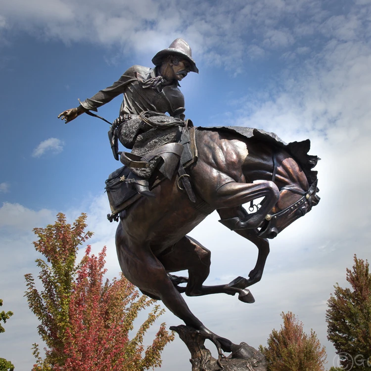 Antique Cowboy Statue Sculpture Bronze Collectibles Ride On Horse ...